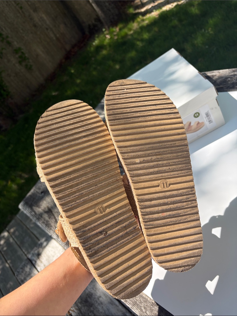 A New Day- Natural Woven Platform Sandals Sz 11 - Picture 7 of 9